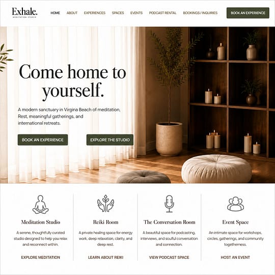 Exhale Meditation Studio Website Development | Case Study 3 Features